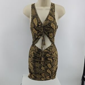 Exotic Snake Print Dress With Front Cutout